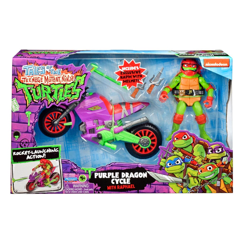 Tales of the Teenage Mutant Ninja Turtles Action Figure with Vehicle Raphael & Purple Dragon