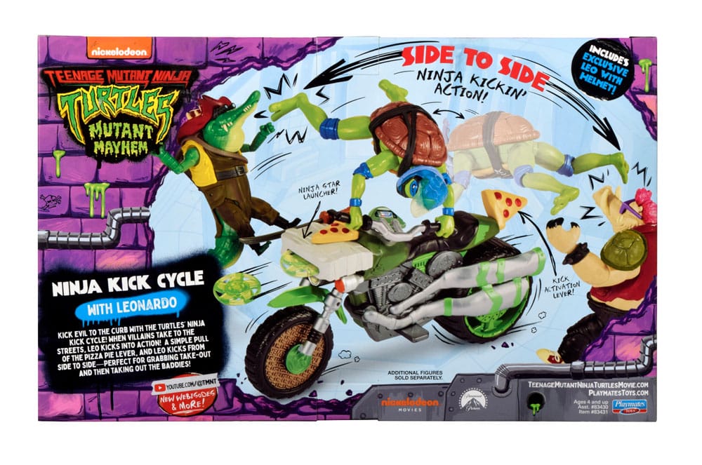 Teenage Mutant Ninja Turtles: Mutant Mayhem Drive N Kick Action Figure Leonardo & Motorcycle 11 cm
