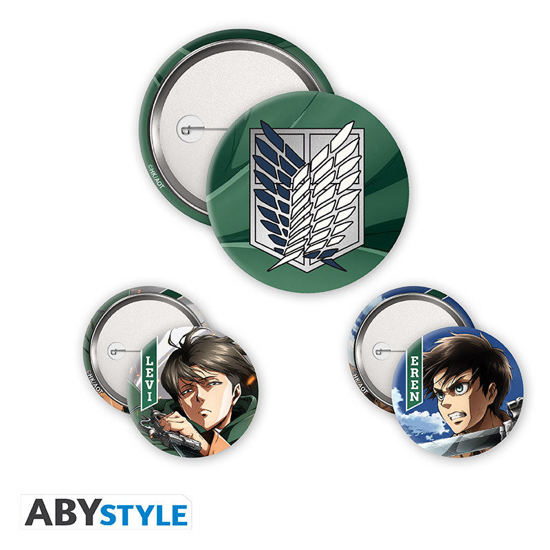 ATTACK ON TITAN - Pack de Badges -  Eren & Levi