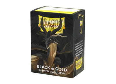 Dragon Shield Sleeves Standard size - Matte Dual - Black & Gold (100 Sleeves)