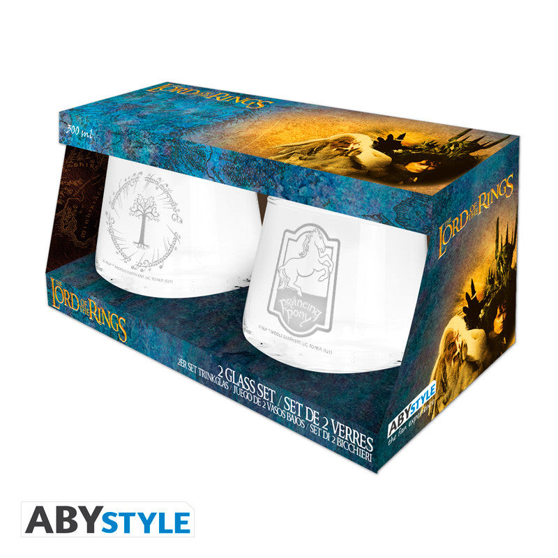 LORD OF THE RINGS - 2 Glass Set Prancing Pony & Gondor