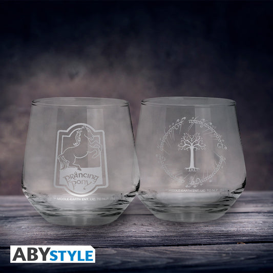 LORD OF THE RINGS - 2 Glass Set Prancing Pony & Gondor