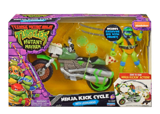 Teenage Mutant Ninja Turtles: Mutant Mayhem Drive N Kick Action Figure Leonardo & Motorcycle 11 cm