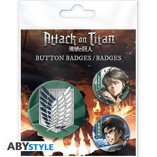 ATTACK ON TITAN - Pack de Badges -  Eren & Levi