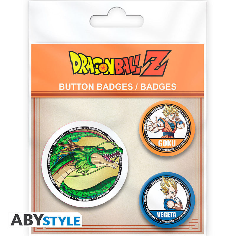 DRAGON BALL - Pack de Badges -  Goku, Vegeta & Shenron